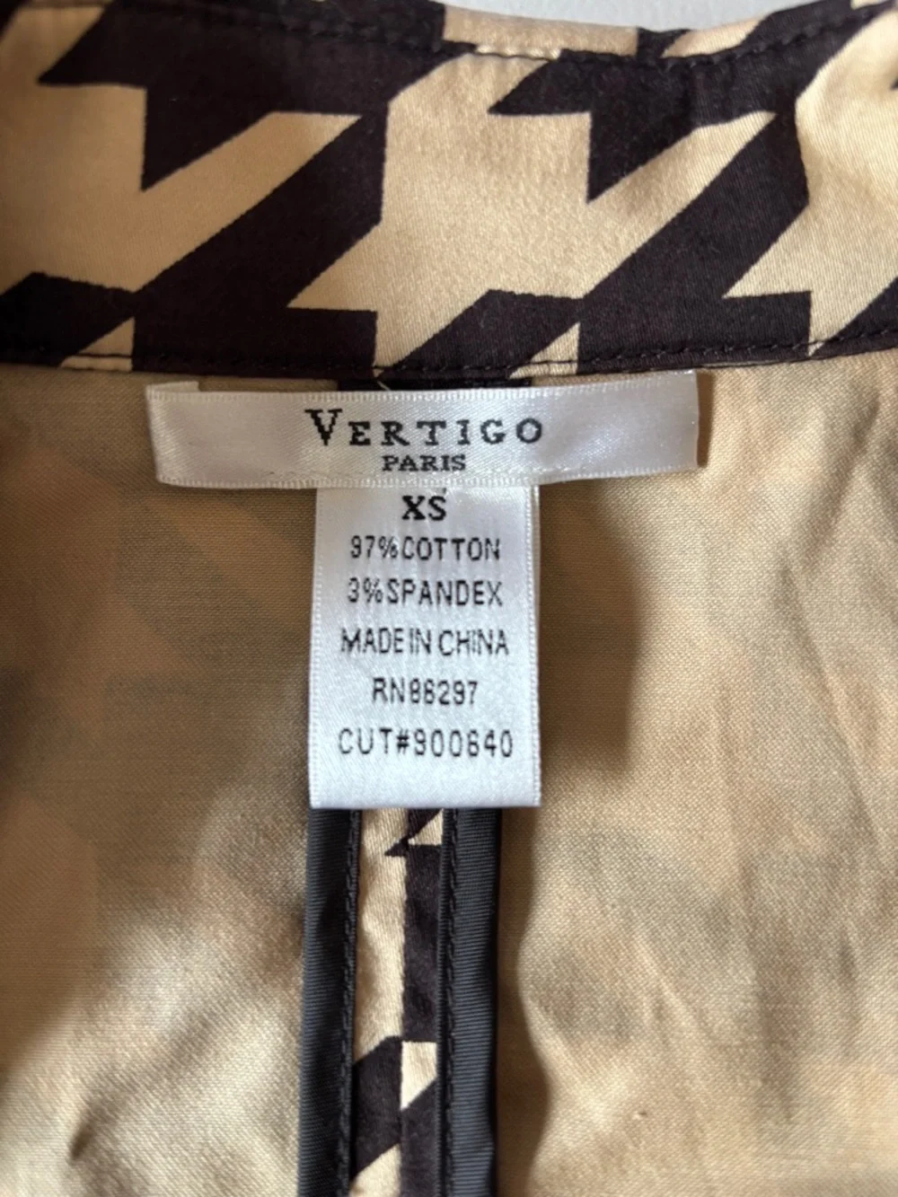 Brown Houndstooth Trench Size XS French Timeless Romantic Quiet Luxury Feminine - Picture 7 of 15